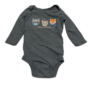 10/20$ Baby grey long sleeve forest friends bodysuit/onesie size 12-18 months